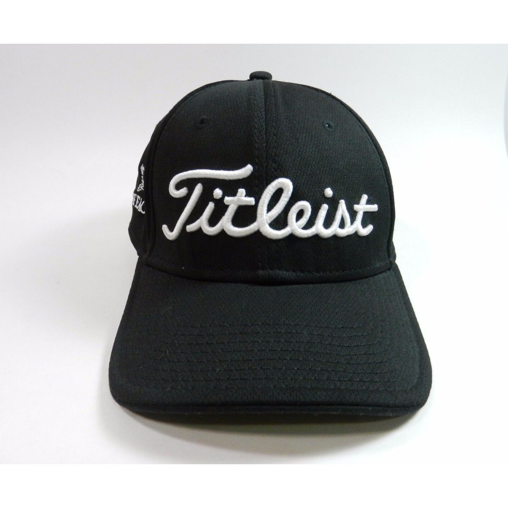 New Era Titleist Golf Baseball Cap Hat Stretch Fit M/L 3D Embroidered Logo Black